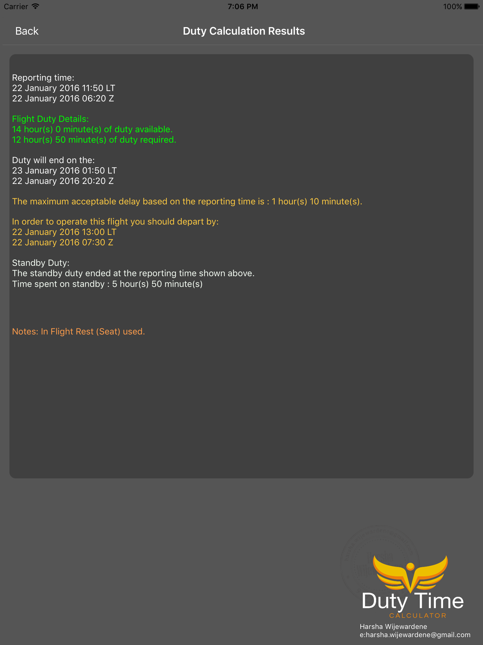 Duty Time Calculator screenshot 5