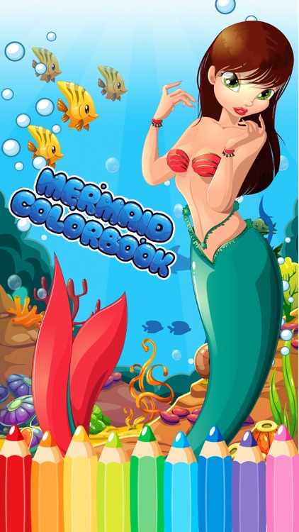 Mermaid Princess Coloring Book - Printable Coloring Pages with Finger Painting