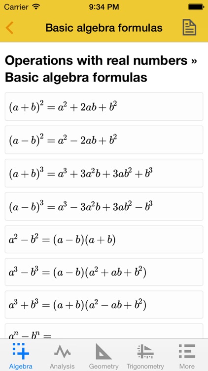 Quick Math Advanced - formulas, definitions, algorithms, theorems, applications, examples screenshot-3