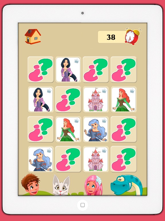 Memory game princesses: learning game of brian training for girls and boys iPad screenshot