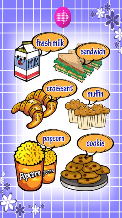 Learn English : Vocabulary - basic : free learning Education games for kids : foods :