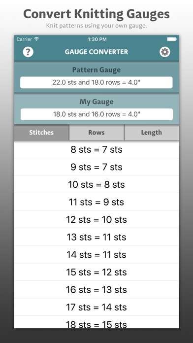 Screenshot #1 pour Gauge Converter by Knitastic Ninja