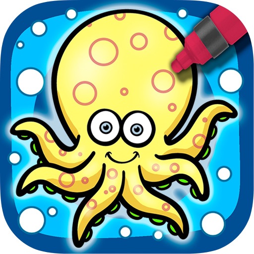 Coloring pages of aquatic animals - paint sea animals for kids iOS App