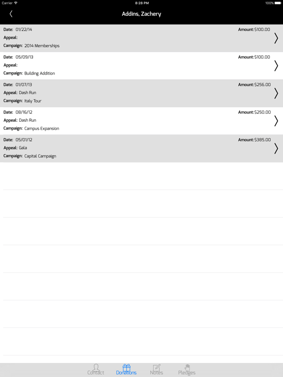 DonorSnap iPad screenshot
