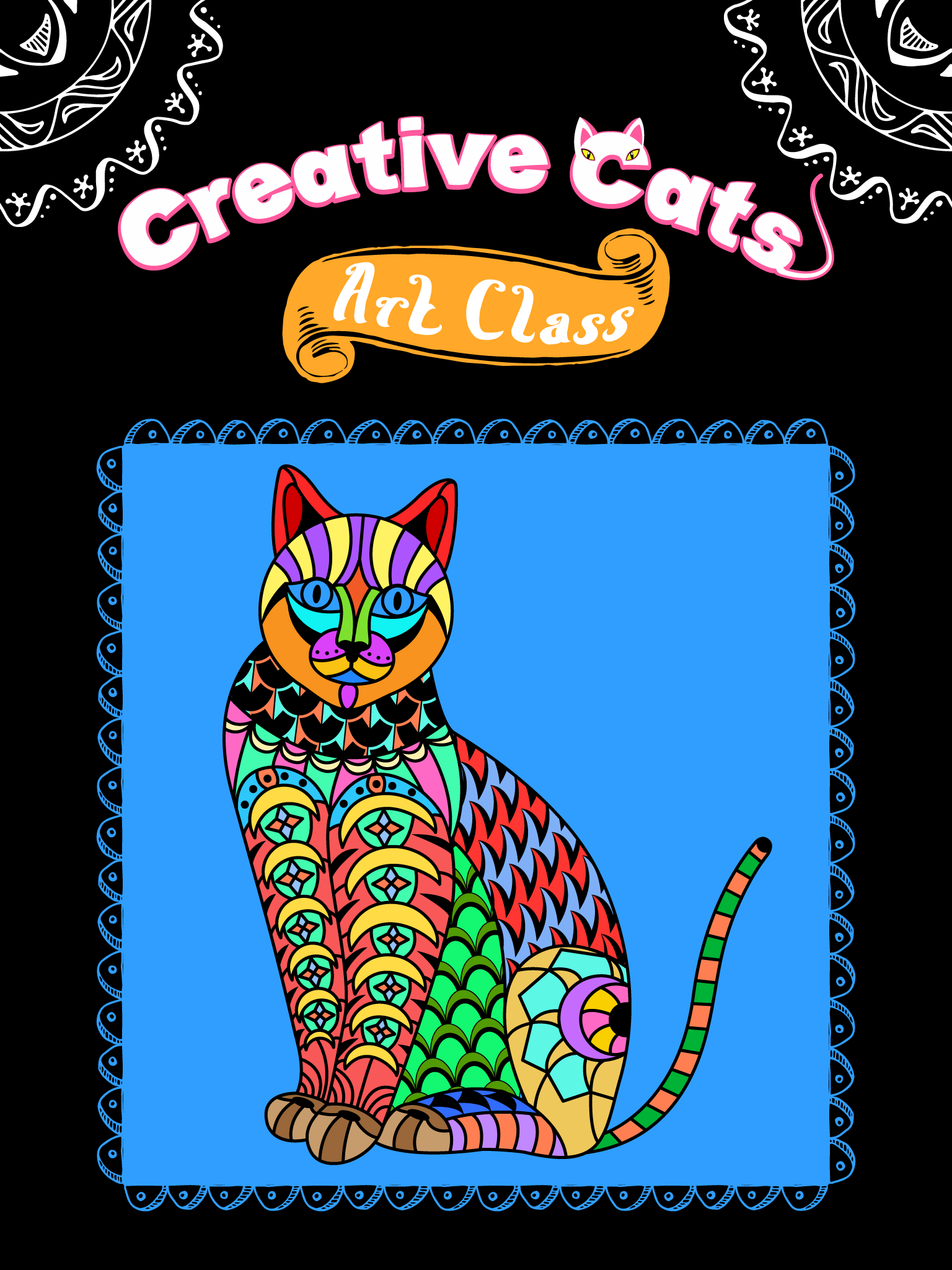 Creative Cats Art Class-Stress Relieving Coloring Books for Adults FREE