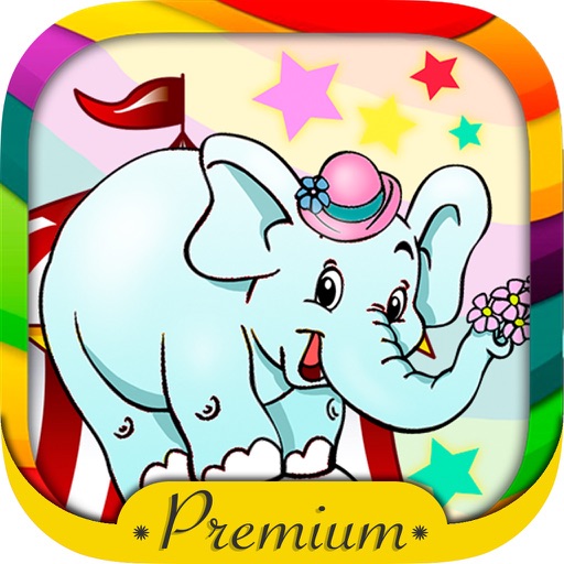 Paint big circus and clowns coloring book - Premium