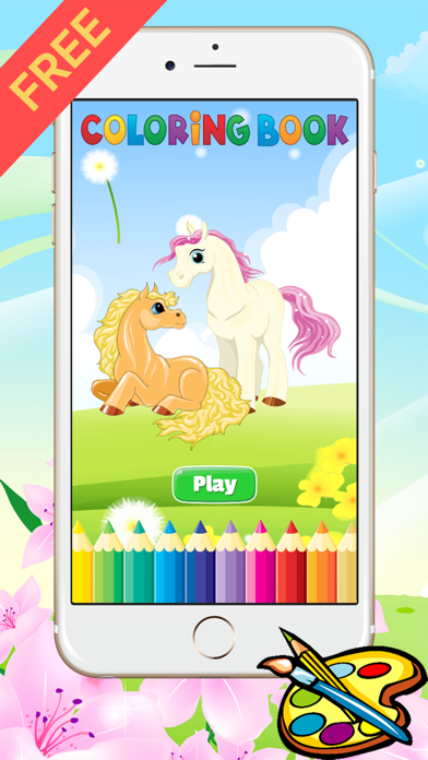 Pony Princess Coloring Book for Kids - Drawing free games app screenshot