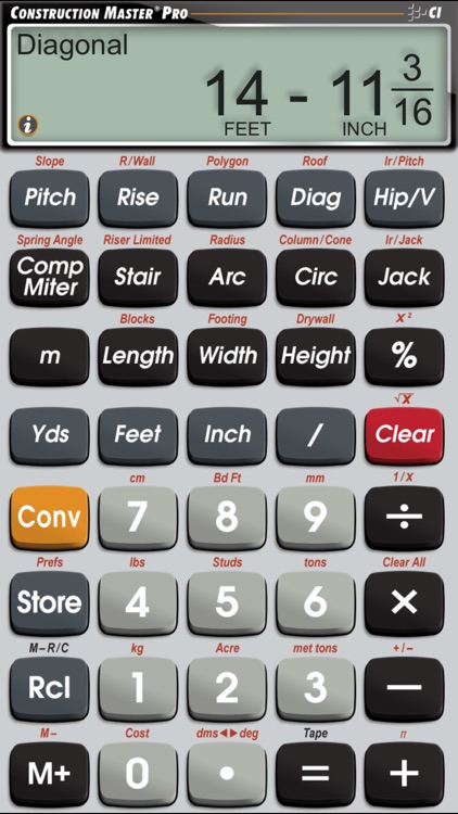 Construction Master Pro -- Advanced Feet Inch Fraction Construction Math Calculator for Building Professionals