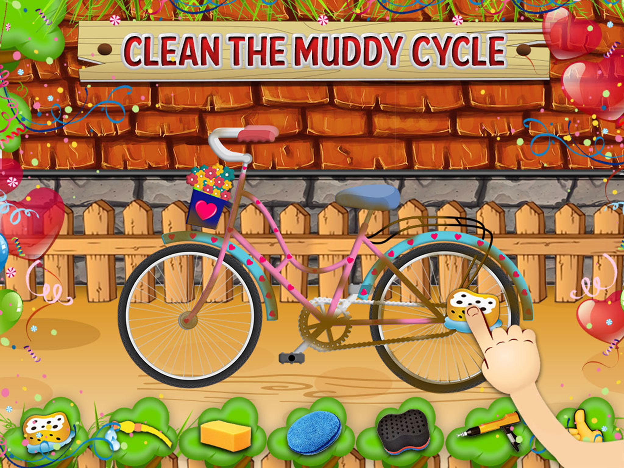 Kids bicycle washing salon: wash baby bikes for play