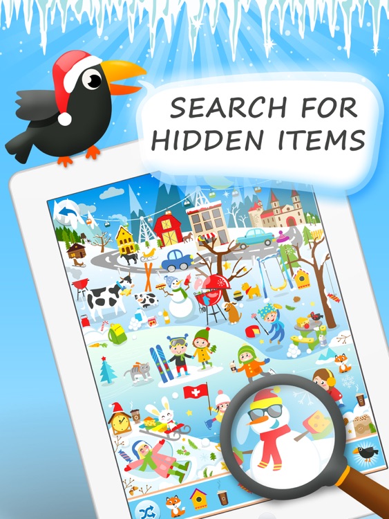 Find The Crow Winter HD - hidden objects game for smart and attentive