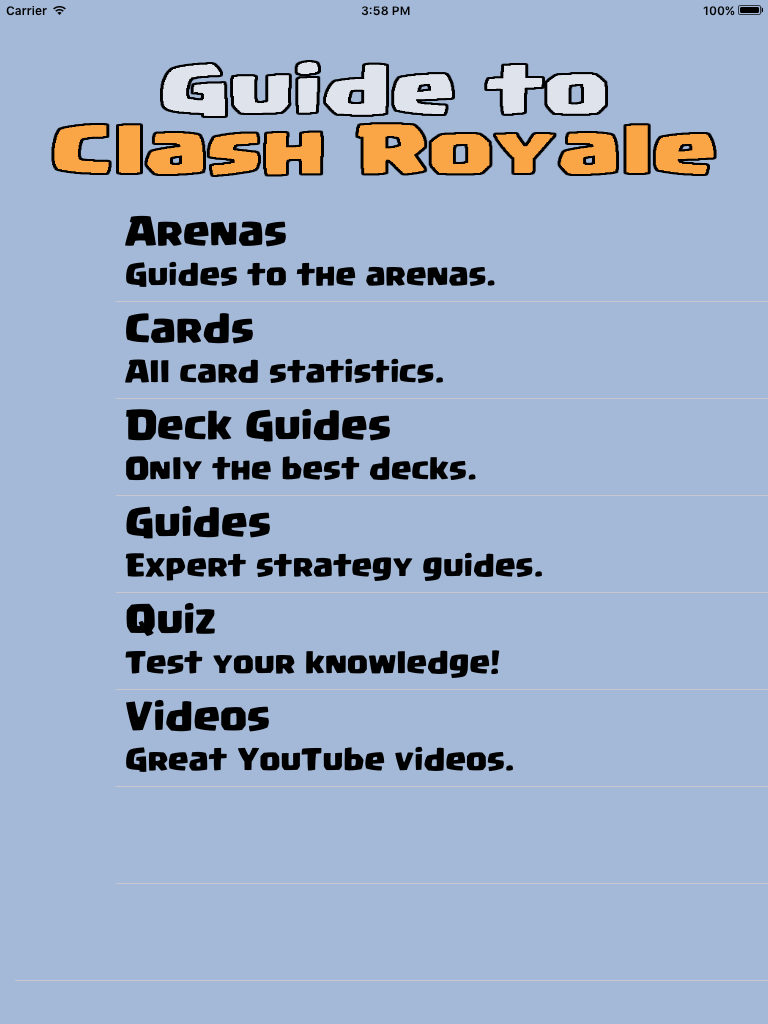 Guide for Clash Royale - Tips, strategy and deck building
