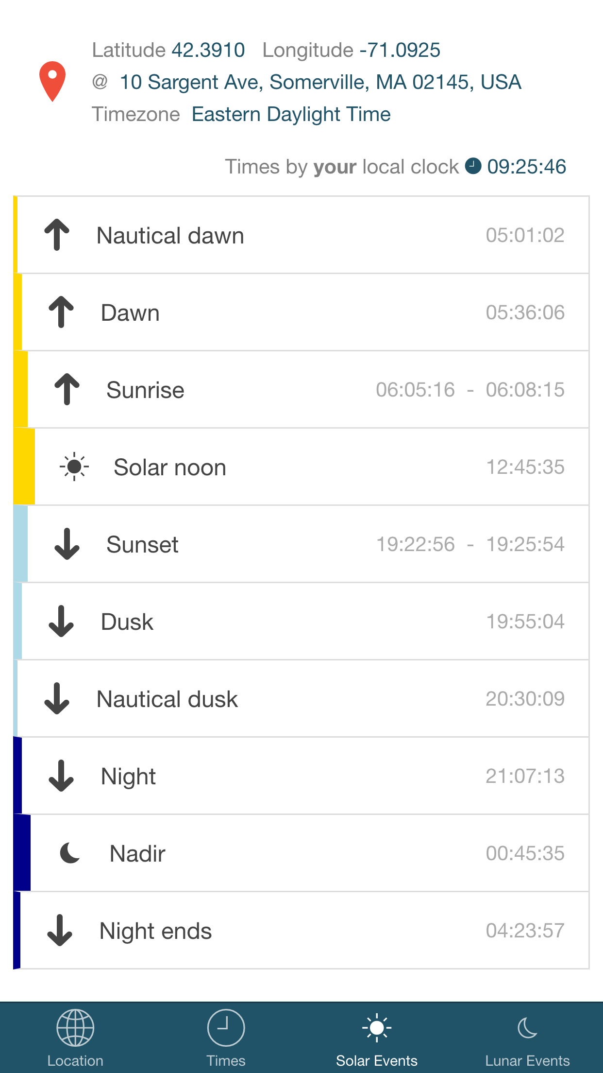 Noonish - discover local solar times.