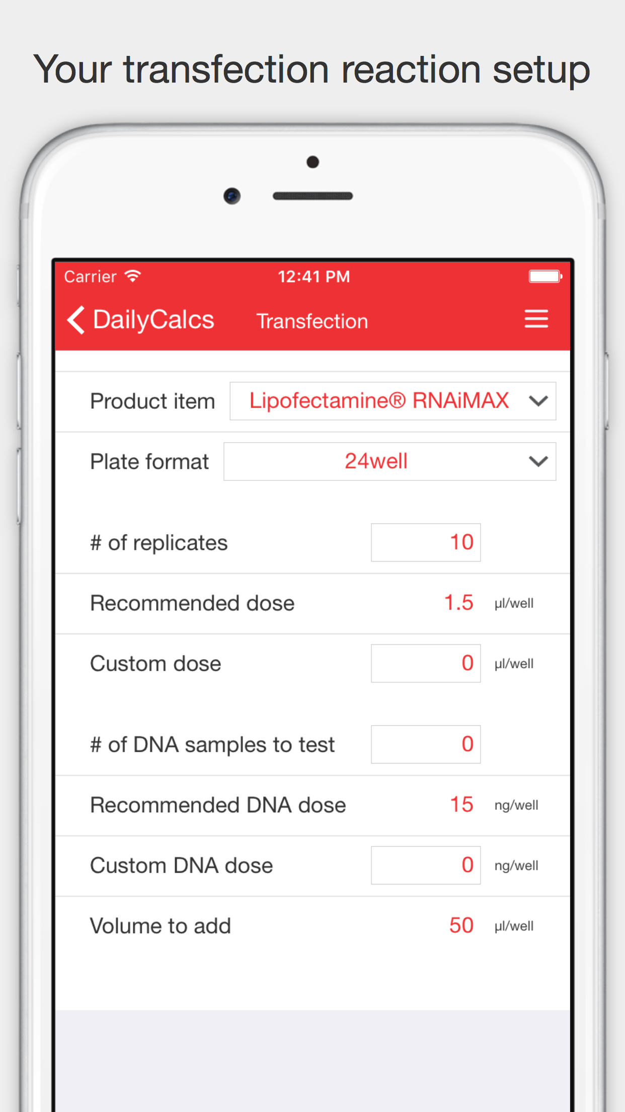 DailyCalcs - Science calculator to simplify everyday tasks in the lab