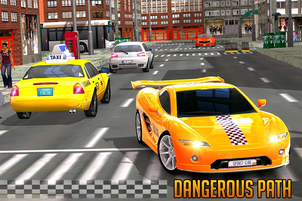 Real Crazy taxi driver 3D simulator free 2016: Drive sports cab in modern city screenshot 2