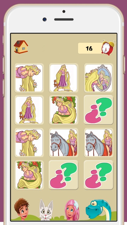 Memory game for girls: princess Rapunzel: learning game for girls
