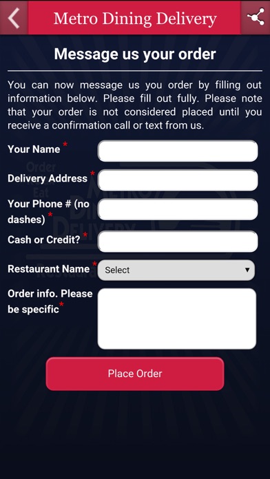 How to cancel & delete Metro Dining Delivery from iphone & ipad 3