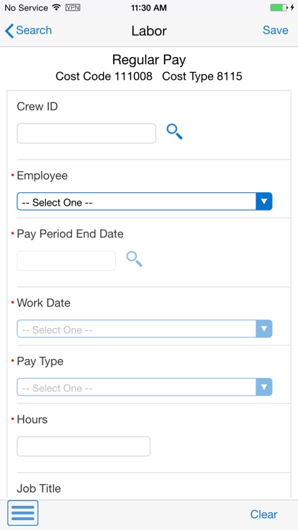 Field Progress Labor Entry E1