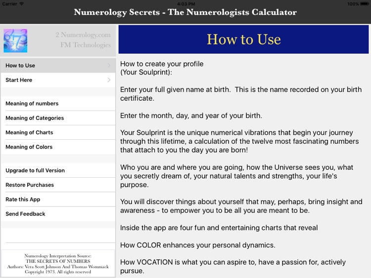 Numerology Secrets - The Numerologist Calculator iPad Version