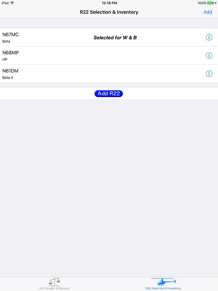R22 Weight and Balance