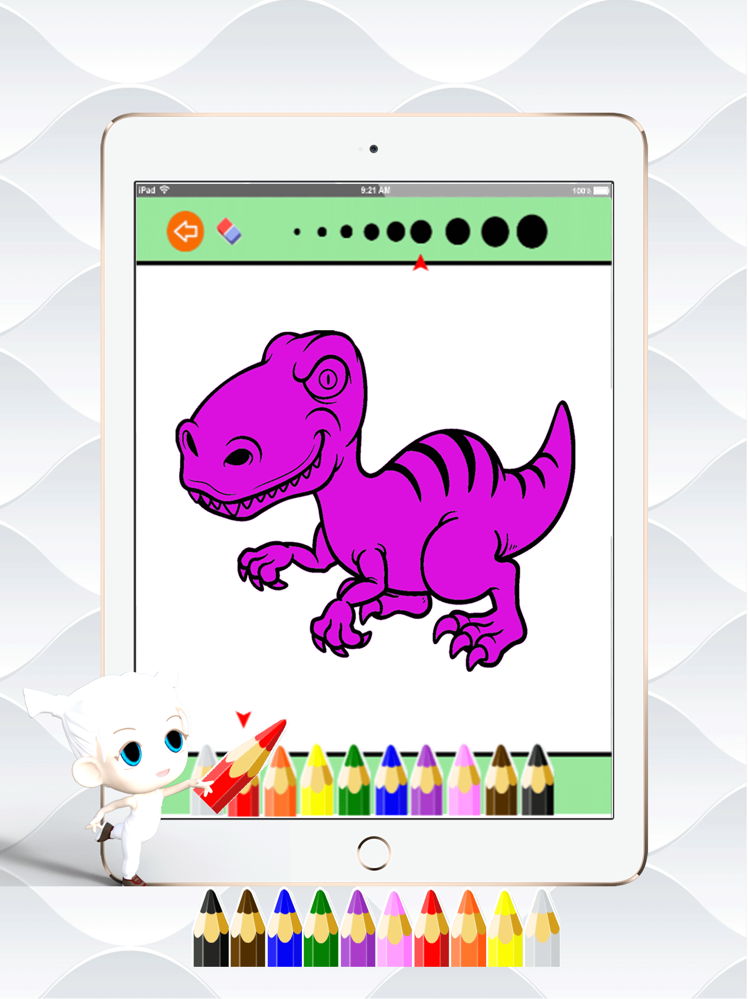 Dino Paint Drawing Color : Cute Caricature Art Idea Pages For Kids screenshot 7