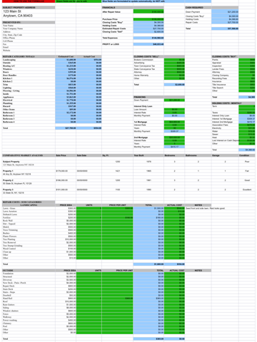 House Flipping Spreadsheet Real Estate Investorsのおすすめ画像3