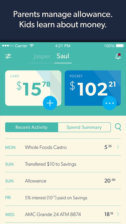 Nickel - The Allowance Manager and MasterCard Prepaid Card screenshot-0