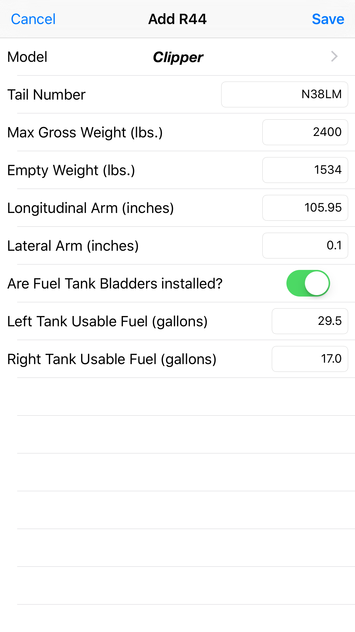 R44 Weight & Balance screenshot 5
