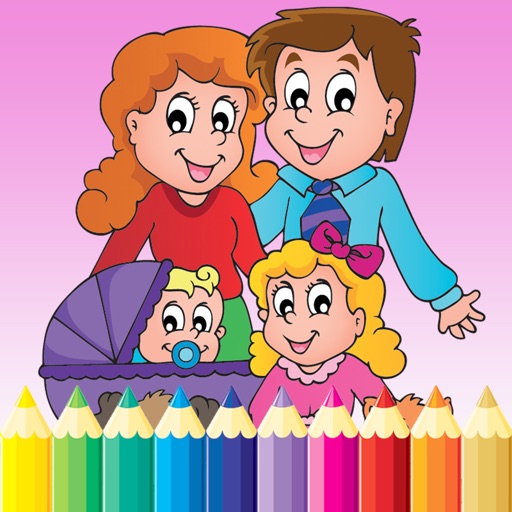 My Family Coloring Book Drawing Painting for kids free game Icon