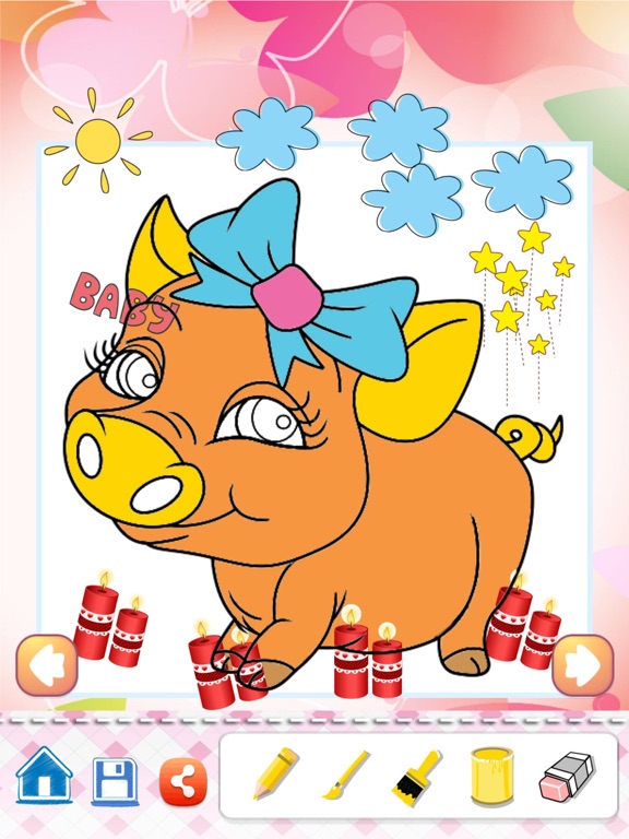 Pig Drawing Coloring Book - Cute Caricature Art Ideas pages for kids iPad screenshot