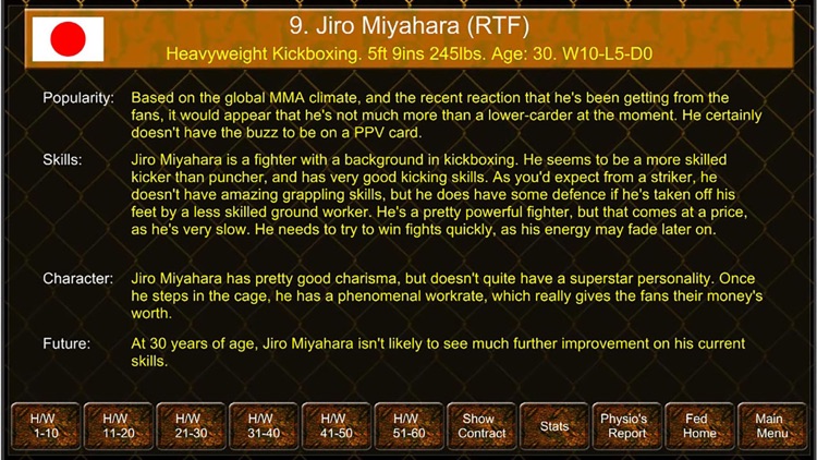 MMA Manager Game