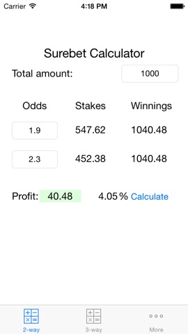 Surebet Calculatorのおすすめ画像1
