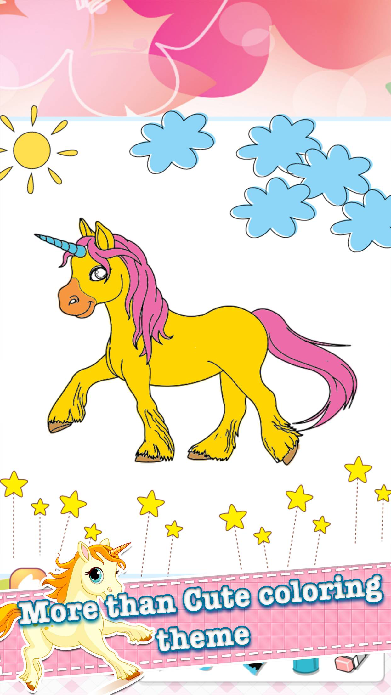 Little Unicorn Drawing Coloring Book - Cute Caricature Art Ideas pages for kids
