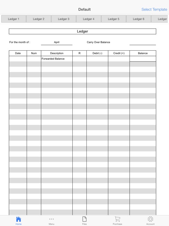 Monthly Ledger