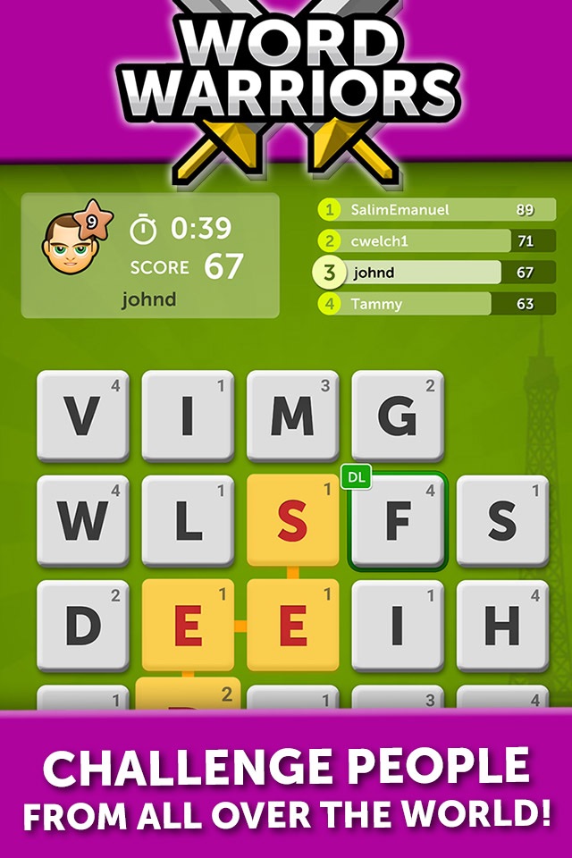 Word Warriors - Realtime Online Word Battles for 2 Players screenshot 2