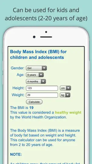 Captura de pantalla de Calculadora De IMC Para Niños Y Adolescentes en iPhone 2
