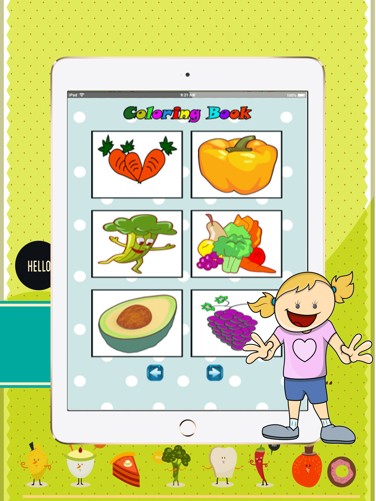 Fresh Fruits art pad : Learn to painting and drawing coloring pages printable for kids free