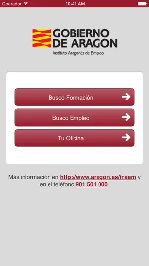 Captura de pantalla de INAEM en iPhone 5