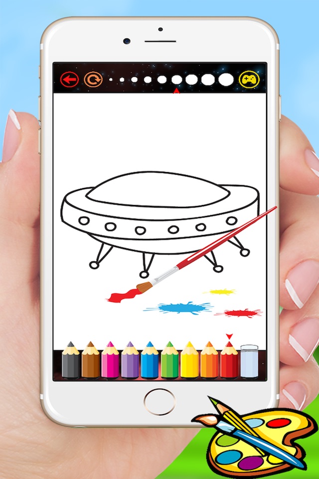 Rockets & Spaceships Coloring - Drawing for kids free games screenshot 2