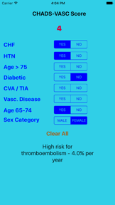 CHADS-VASC Calculator screenshot 1
