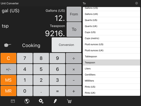 Converter Pro HD Free - Unit & Currency Conversion Calculator iPad screenshot 4 - Productivity app