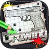 Drawing Desk Gun and Pistol : Draw and Paint  Coloring Books Edition Free