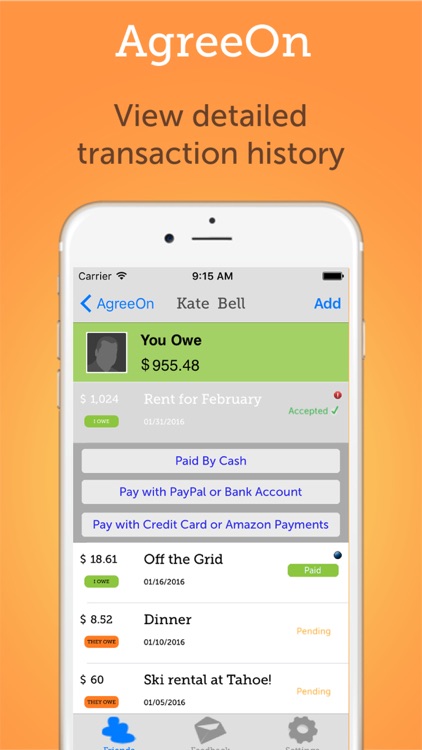 AgreeOn - The debt, rent, IOU calculator for friends
