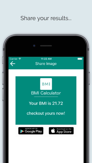 BMI Calculator App iPhone screenshot