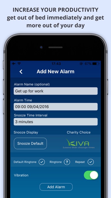 Screenshot #2 pour WAKEorDONATE Free AlarmClock. Sleep in for Charity