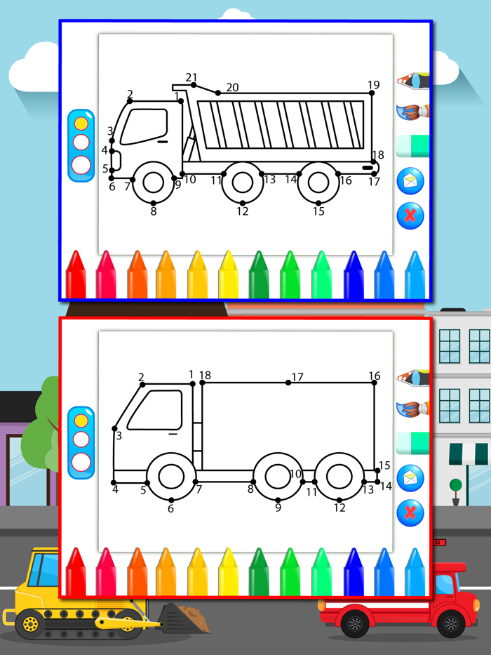 Trucks Connect the Dots and Coloring Book for Kids Lite