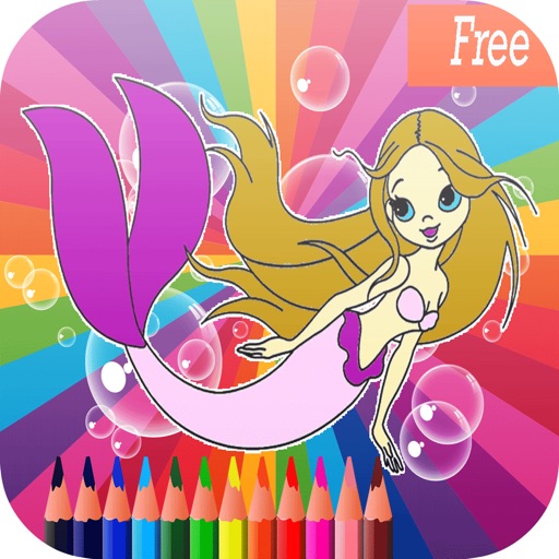 Mermaid Princess magical girl coloring pages:free printable iOS App