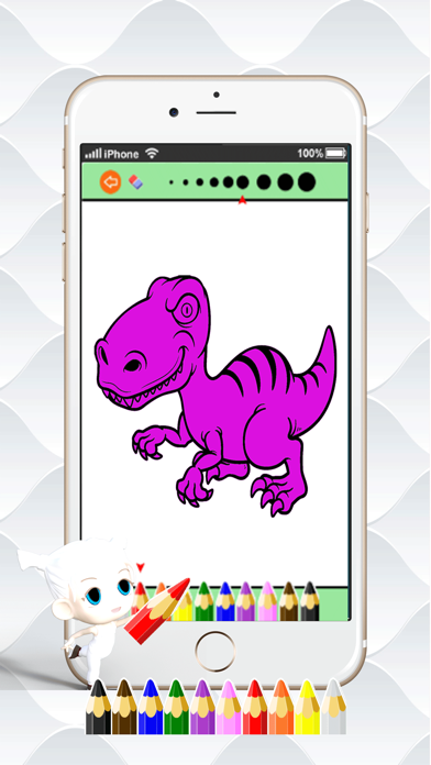 Dino Paint Drawing Color : Cute Caricature Art Idea Pages For Kids iPhone screenshot