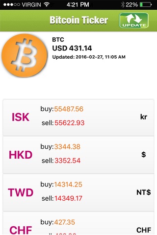 Free Bitcoin BTC-e Price Ticker for mt-gox, bittrex screenshot 2