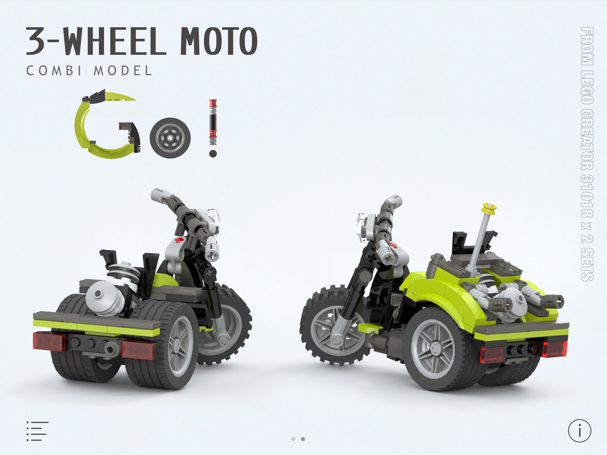 3-Wheel Moto for LEGO Creator 31018 x 2 Sets - Building Instructions