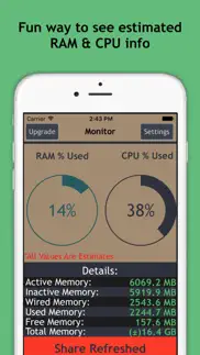 refreshed free: ram, cpu usage iphone screenshot 1